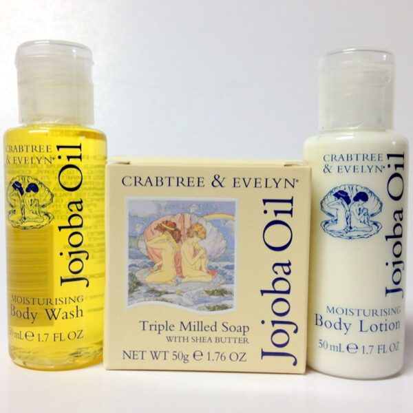 Crabtree & Evelyn Jojoba body lotion, soap, bath gel set