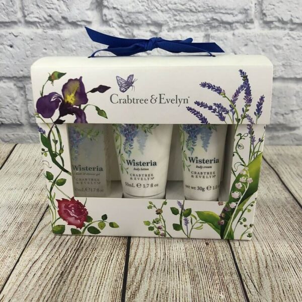Crabtree Evelyn wisteria travel gift set - shower gel, lotion, body cream
