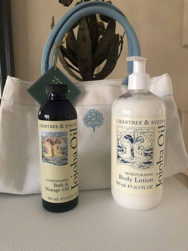 Crabtree Evelyn trio jojoba oil moisturizing body lotion, massage oil